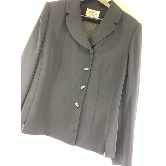 BOGO Kasper A.S.L. Skirt Suit Black Blazer Button Straight Knee Pencil Womens 10 - Picture 4 of 16